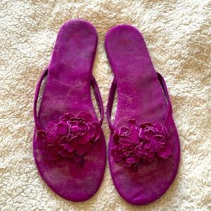 Vintage Gap Suede Flower Flip Flops Size 9